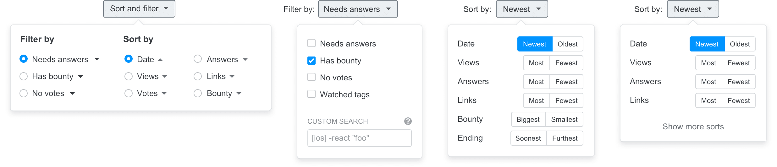 Sorting and filtering